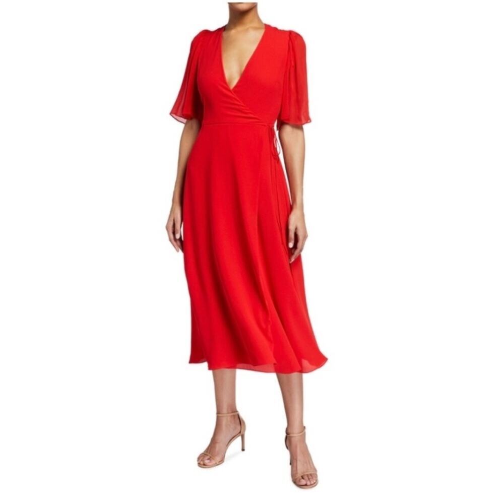 Alice + Olivia Siri Wrap Midi Dress.